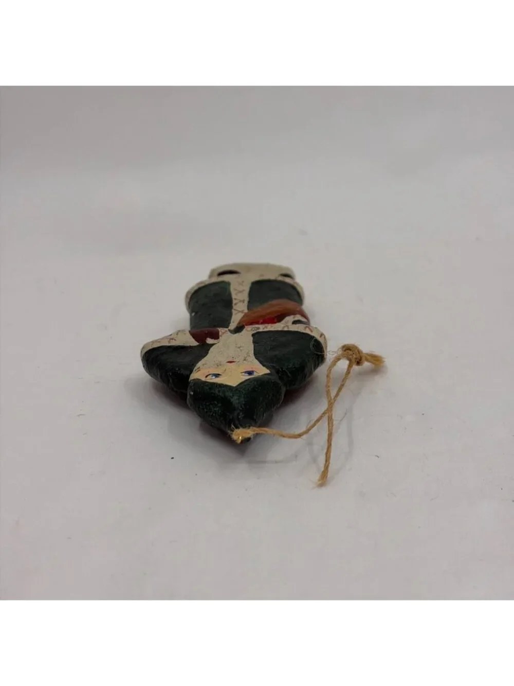 Vintage Green Santa Christmas Hanging Ornament Midwest Folk Art Western Style